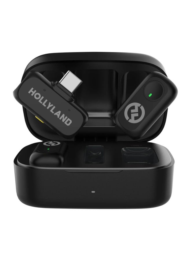 هولي لاند نظام ميكروفون لاسلكي هولي لاند لارك A1 ديو (LARK A1 Duo) - ميكروفون صغير مغناطيسي بمنفذ Type-C للهواتف الذكية (2 جهاز إرسال + مستقبل USB-C + علبة شحن)، مثالي لليوتيوب، تيك توك، البودكاست والمقابلات - لون رمادي.. - Image 1